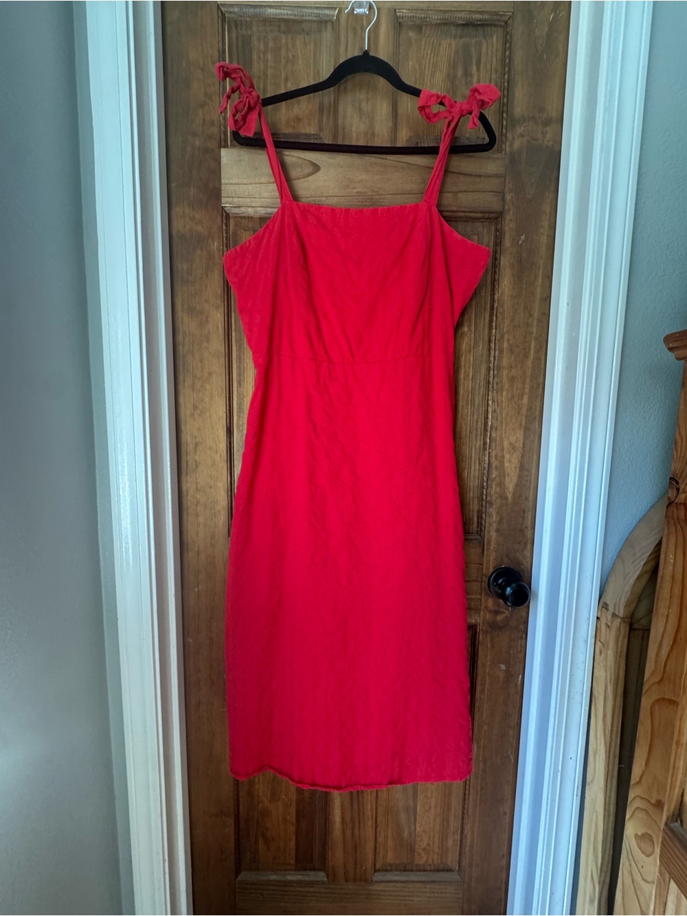 Draper James RSVP Cotton  Red Smocked Waist Midi Dress  with heart detail Sz XL - Picture 2 of 8